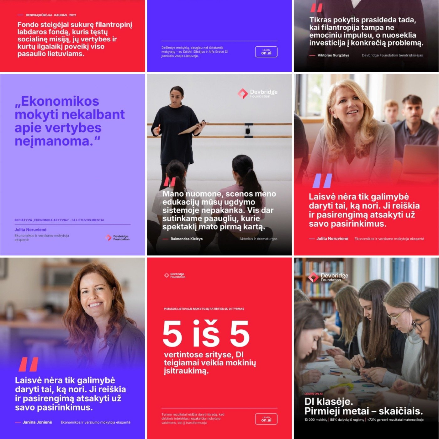 Devbridge Foundation – socialinių tinklų turinys ir Instagram tinklelis